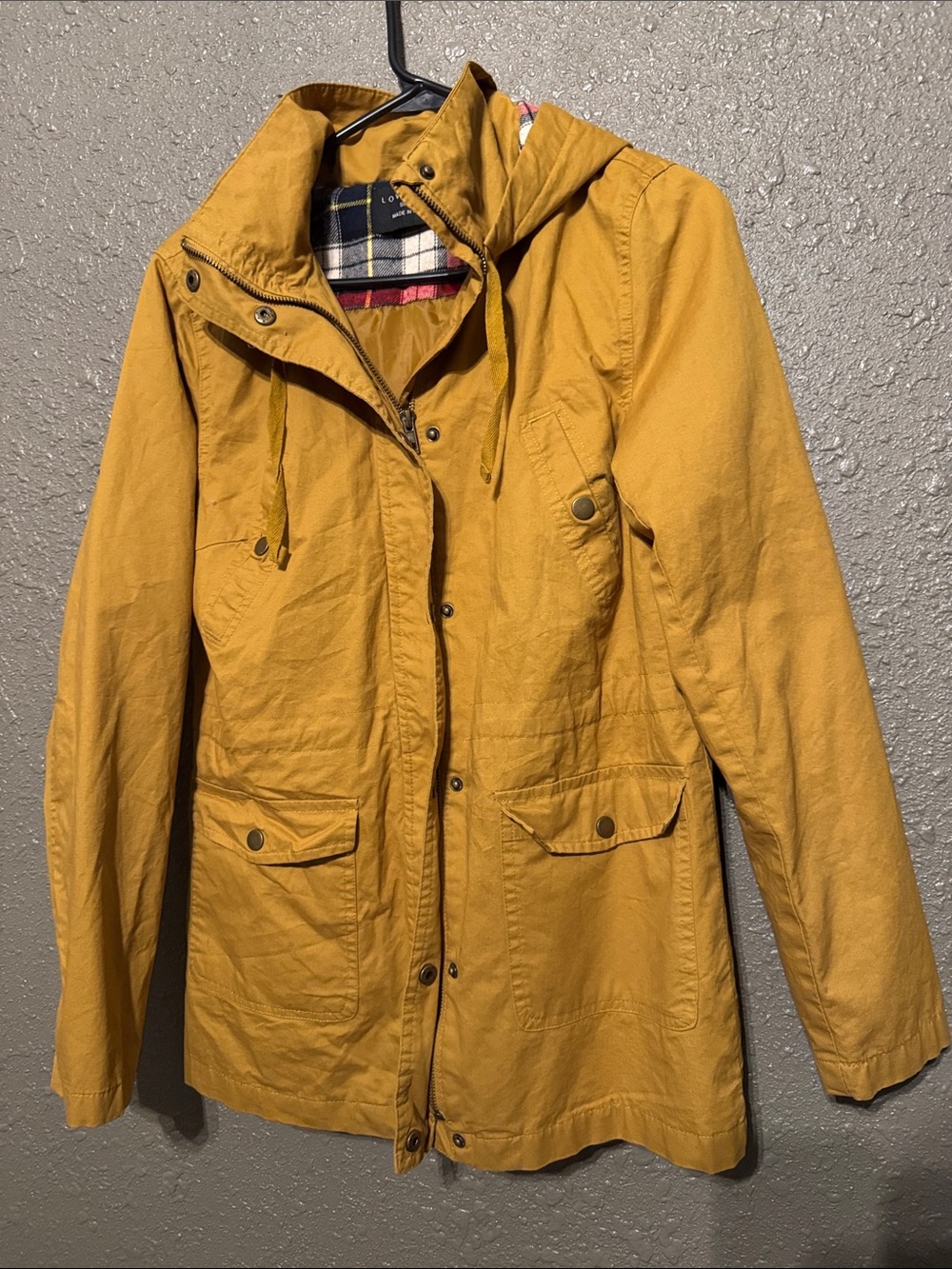 Love Tree Mustard Hooded Utility Jacket